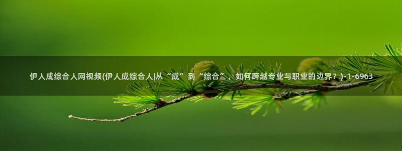 .久久伊人 影院：伊人成综合人网视频(伊人成综合人|从“成”到“综合”，如何跨越专业与职业的边界？)